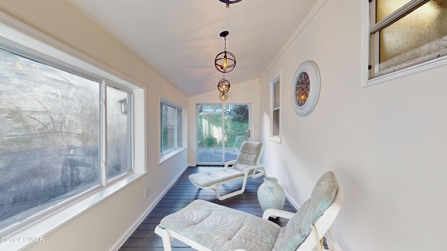 sunroom / solarium with lofted ceiling