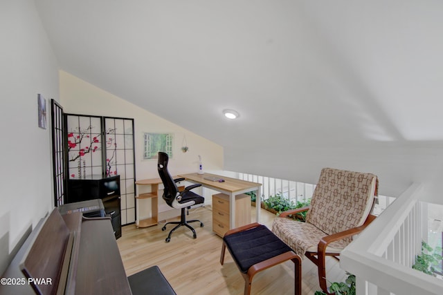 116 Rainbow Dr, Lackawaxen, PA 18435 - office featuring wood finished floors and vaulted ceiling