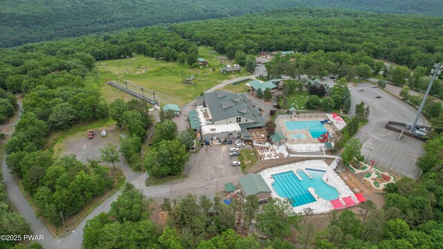 380 Falling Waters Blvd, Lackawaxen, PA 18435 - aerial overview of property's location featuring a forest and a pool area