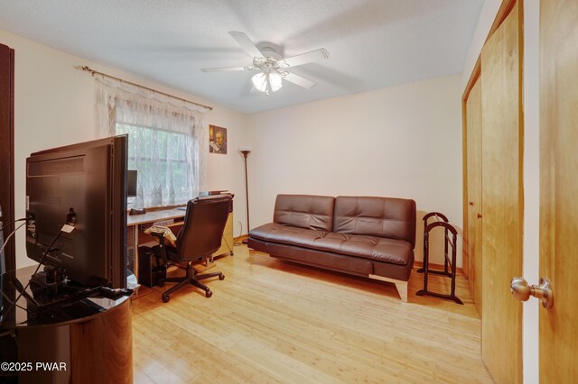 380 Falling Waters Blvd, Lackawaxen, PA 18435 - home office featuring wood finished floors and ceiling fan