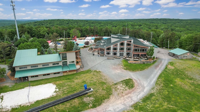 380 Falling Waters Blvd, Lackawaxen, PA 18435 - aerial view of property and surrounding area with a heavily wooded area