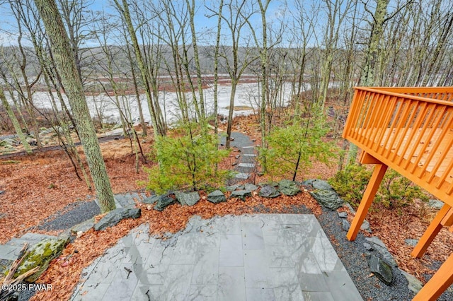 view of yard featuring a wooden deck