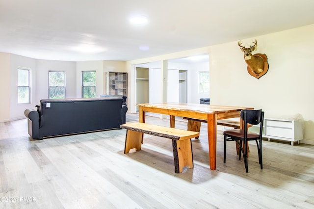 dining room with light hardwood / wood-style flooring