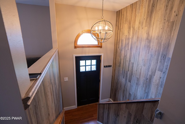28 Woodcrest Ln, Lake Ariel, PA 18436 - foyer with a chandelier and wood finished floors