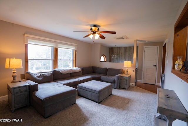 28 Woodcrest Ln, Lake Ariel, PA 18436 - living room featuring a ceiling fan and carpet
