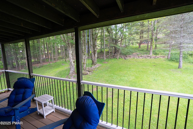 28 Woodcrest Ln, Lake Ariel, PA 18436 - wooden terrace featuring a yard