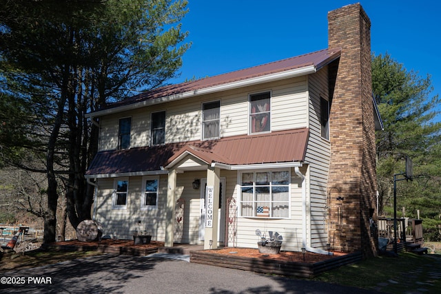 477 Purdytown Tpke, Lakeville, PA 18438 - view of front of home featuring a chimney and metal roof