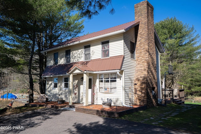 477 Purdytown Tpke, Lakeville, PA 18438 - view of front of home with metal roof and a chimney