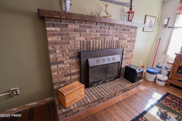 477 Purdytown Tpke, Lakeville, PA 18438 - room details featuring wood finished floors and a brick fireplace