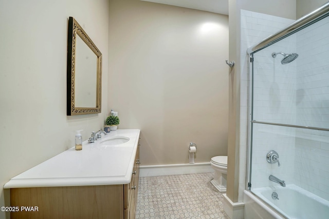 130 Calico Ct, Paupack, PA 18451 - full bathroom with baseboards, toilet, bathing tub / shower combination, tile patterned floors, and vanity