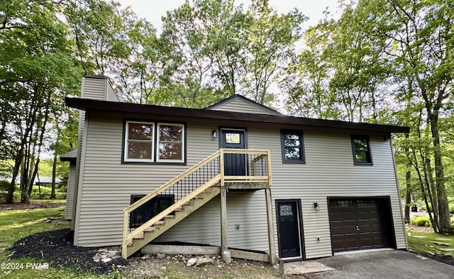 exterior space with a garage