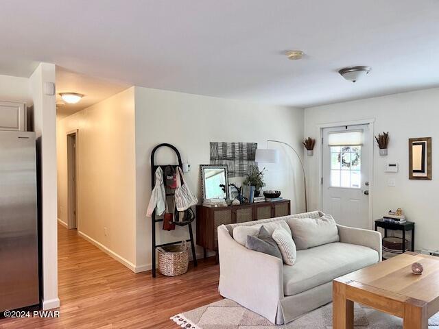 living room with light hardwood / wood-style floors