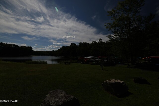 1706 Windemere Ct, Lake Ariel, PA 18436 - view of green lawn featuring a water view and a wooded view