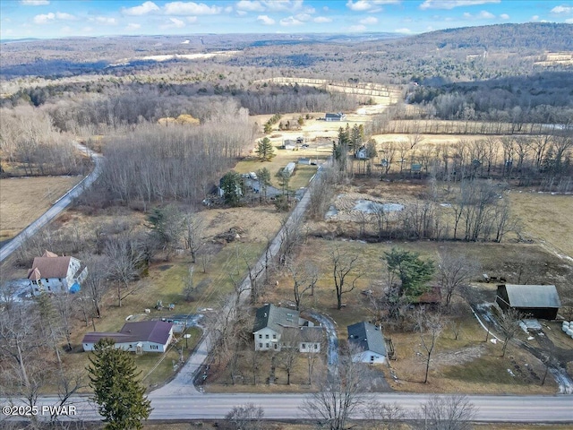 aerial view featuring a rural view