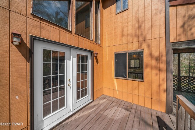 wooden deck with french doors