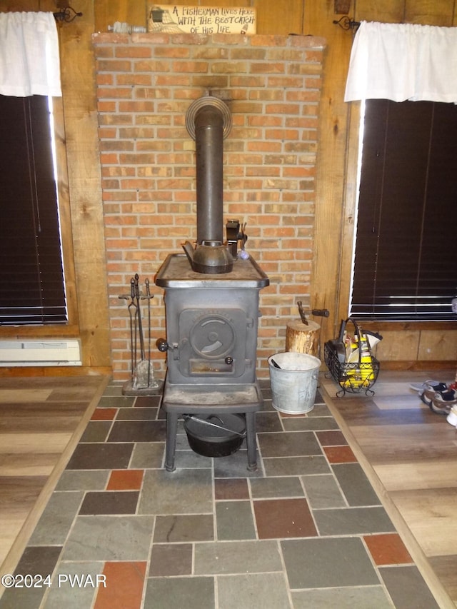 details with a wood stove