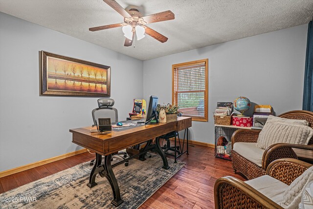 216 Comstock Dr, Lords Valley, PA 18428 - office space with a ceiling fan, hardwood / wood-style flooring, and a textured ceiling