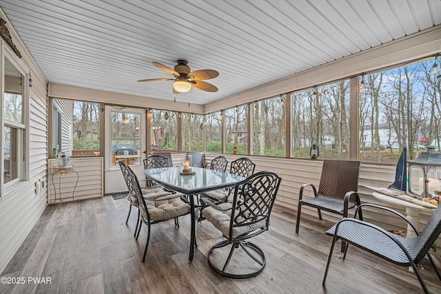 216 Comstock Dr, Lords Valley, PA 18428 - sunroom / solarium featuring ceiling fan, outdoor dining area, and plenty of natural light