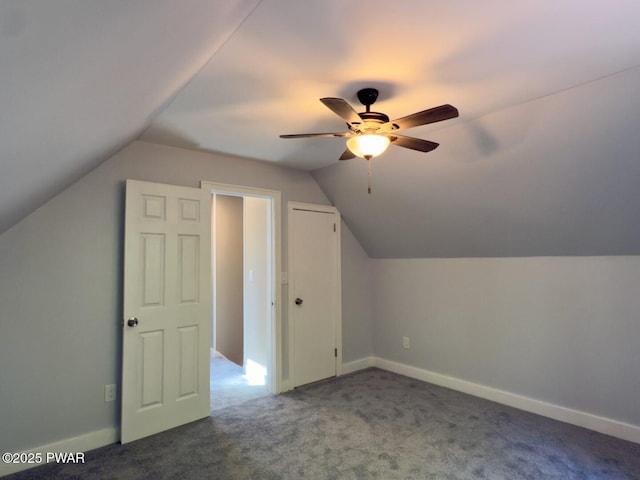 17 Applegate Rd, Lake Ariel, PA 18436 - additional living space with vaulted ceiling, ceiling fan, carpet flooring, and baseboards