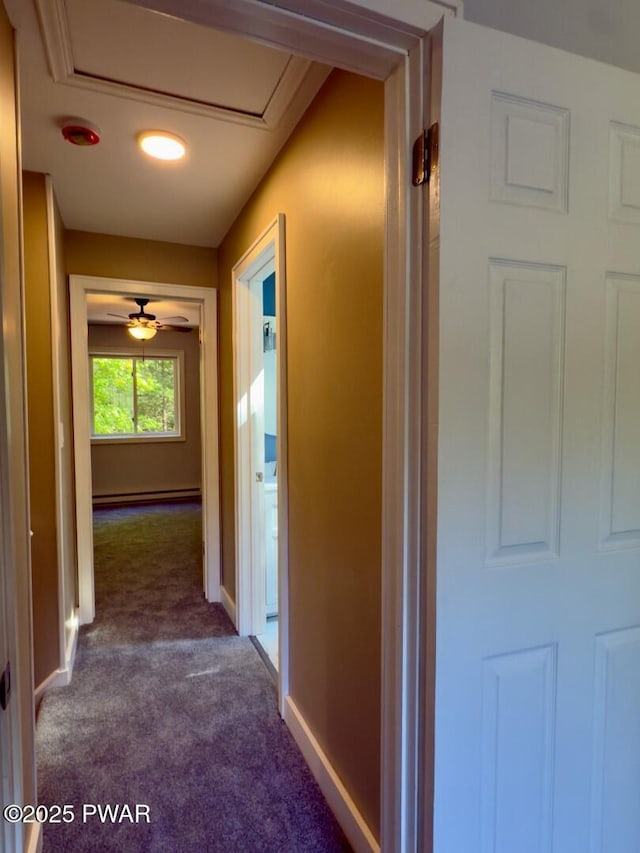 17 Applegate Rd, Lake Ariel, PA 18436 - hall featuring carpet flooring, a baseboard radiator, and baseboards