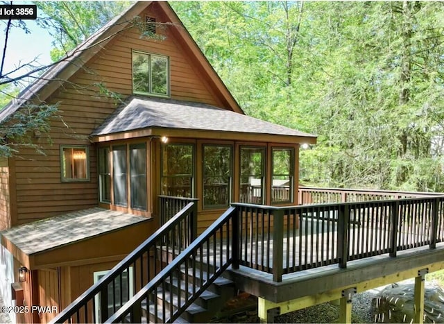 17 Applegate Rd, Lake Ariel, PA 18436 - wooden deck featuring a sunroom