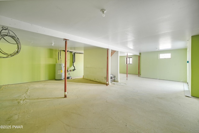 basement featuring water heater