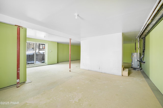 basement featuring electric water heater