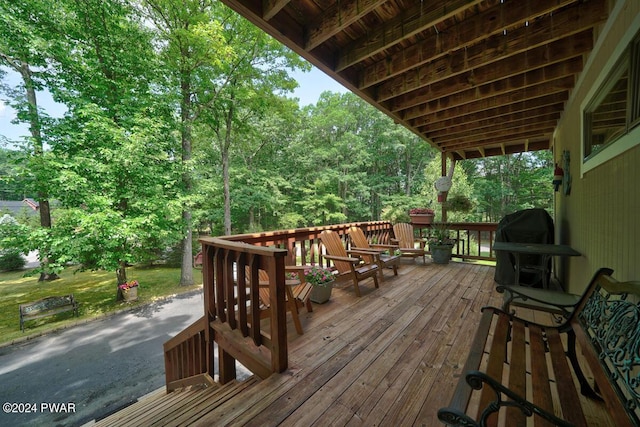 deck featuring grilling area