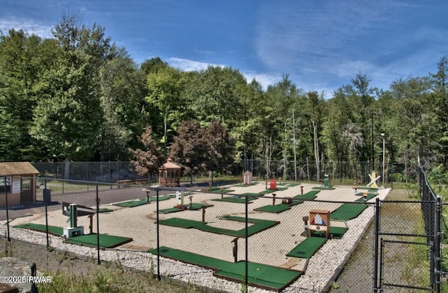 view of community featuring a gazebo and fence