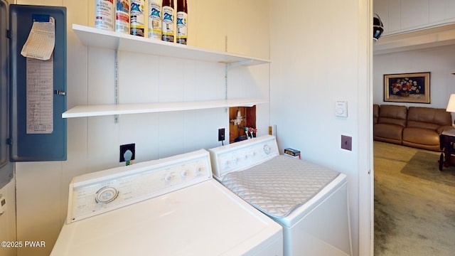 802 Rimrock Ct, Lords Valley, PA 18428 - laundry area featuring carpet floors, independent washer and dryer, and laundry area