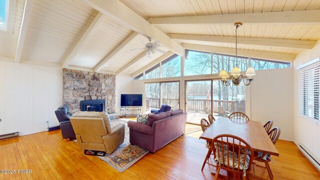 802 Rimrock Ct, Lords Valley, PA 18428 - living area with a baseboard radiator, light wood-style floors, and a wealth of natural light