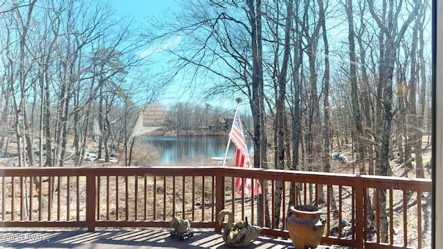 802 Rimrock Ct, Lords Valley, PA 18428 - wooden deck featuring a water view