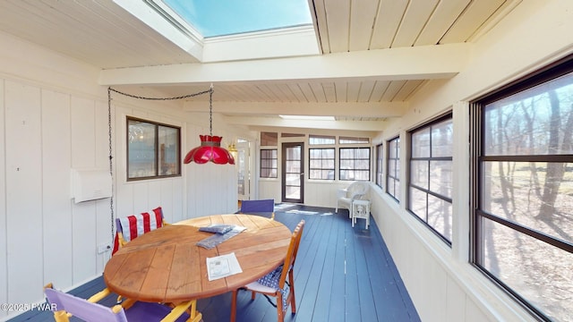 802 Rimrock Ct, Lords Valley, PA 18428 - sunroom / solarium with wood-type flooring, wooden ceiling, and beam ceiling