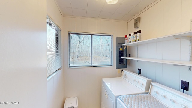 802 Rimrock Ct, Lords Valley, PA 18428 - clothes washing area featuring electric panel, independent washer and dryer, and laundry area