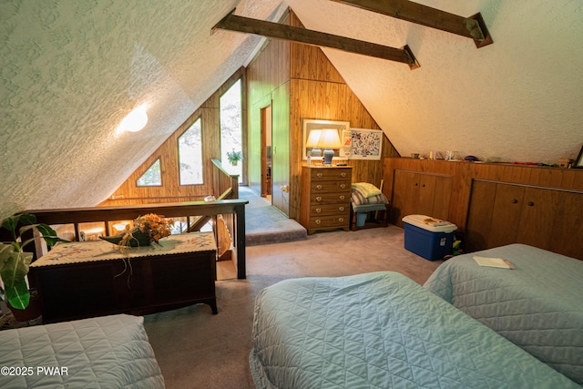 28 Lakewood Dr, Lake Ariel, PA 18436 - carpeted bedroom featuring wood walls and a textured ceiling