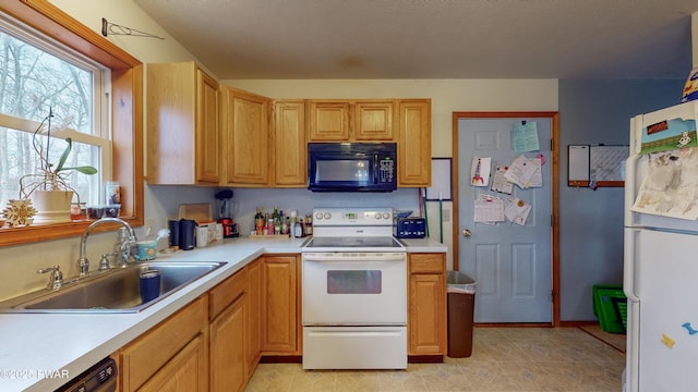 kitchen featuring sink and white appliances