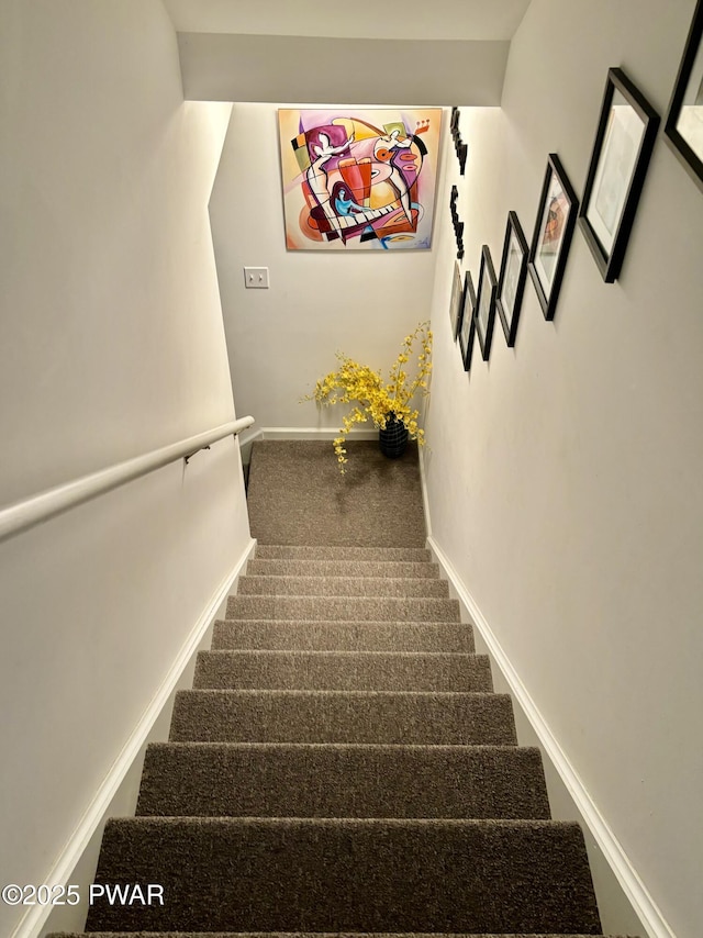 106 Keystone Ct, Dingmans Ferry, PA 18328 - staircase featuring carpet flooring and baseboards