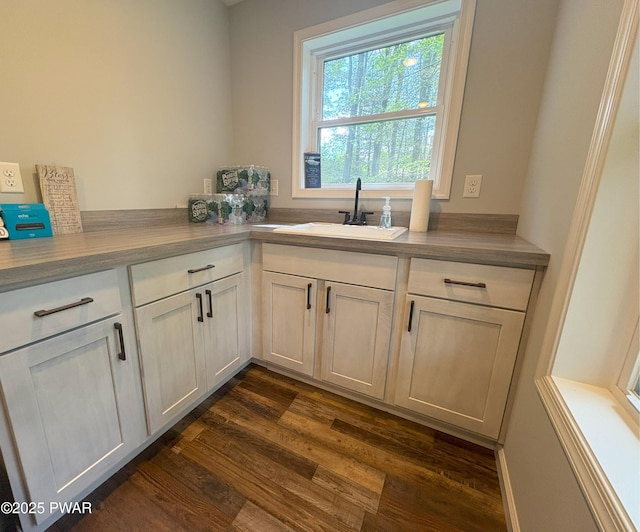 1006 Redlawn Ln, Lake Ariel, PA 18436 - kitchen featuring dark wood-type flooring and white cabinets