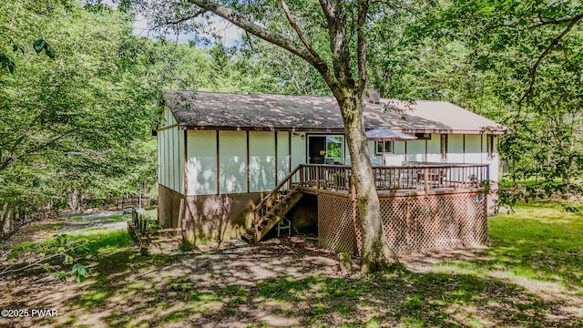 53 Windsor Rd, Hawley, PA 18428 - view of front of property with a deck, stairway, and a shingled roof