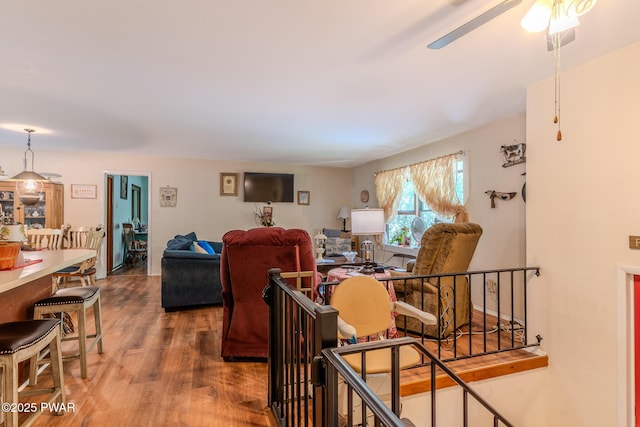 53 Windsor Rd, Hawley, PA 18428 - living room featuring wood finished floors and a ceiling fan