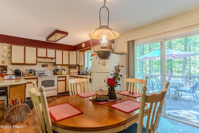 53 Windsor Rd, Hawley, PA 18428 - dining area featuring wood finished floors and a chandelier