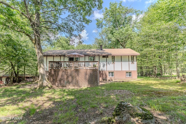 53 Windsor Rd, Hawley, PA 18428 - rear view of property featuring a deck and a lawn