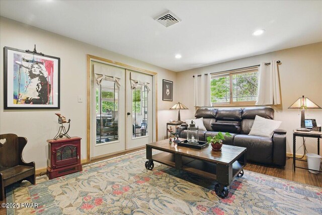 1057 K Ln, Gouldsboro, PA 18424 - living area with wood finished floors, french doors, and recessed lighting