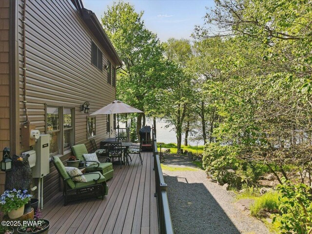 1057 K Ln, Gouldsboro, PA 18424 - wooden terrace featuring outdoor dining space