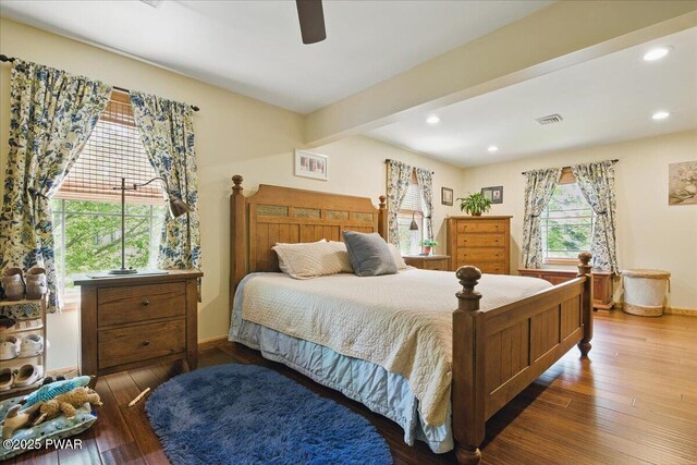 1057 K Ln, Gouldsboro, PA 18424 - bedroom with hardwood / wood-style floors, ceiling fan, recessed lighting, and baseboards
