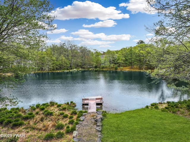 129 Lakewood Dr, Dingmans Ferry, PA 18328 - water view with a floating dock