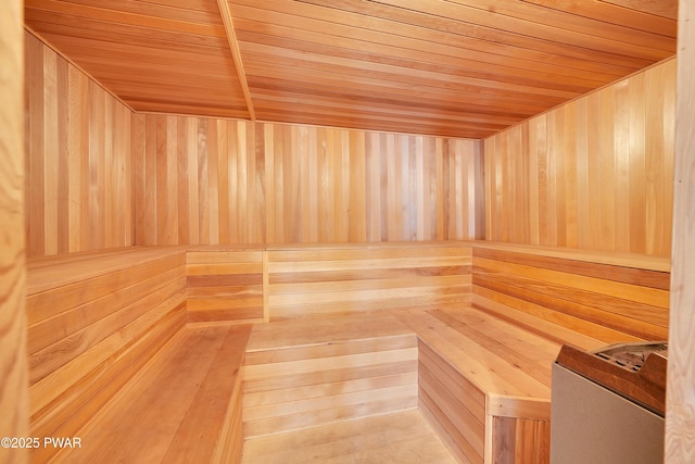 129 Lakewood Dr, Dingmans Ferry, PA 18328 - sauna with wood ceiling and wooden walls