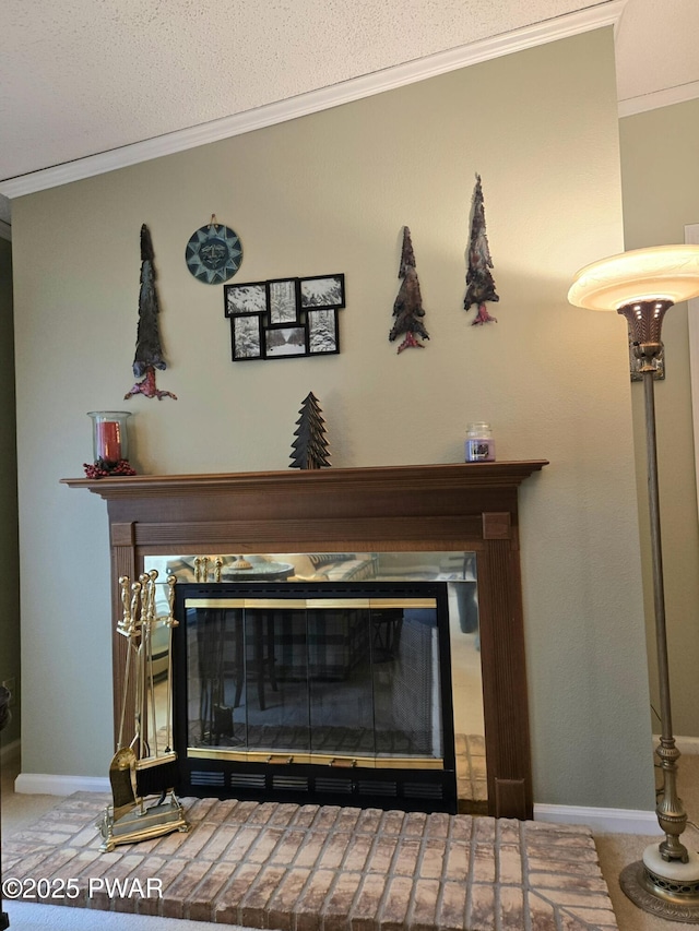 127 Maxatawny Dr, Pocono Lake, PA 18347 - detailed view of ornamental molding and a brick fireplace
