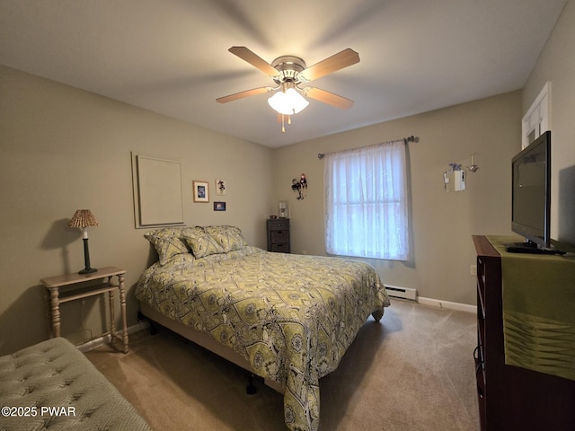127 Maxatawny Dr, Pocono Lake, PA 18347 - carpeted bedroom featuring a baseboard radiator and ceiling fan