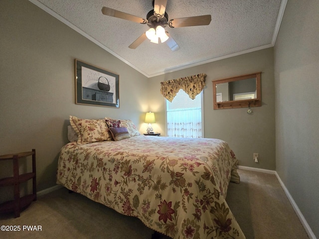 127 Maxatawny Dr, Pocono Lake, PA 18347 - bedroom with carpet floors, ornamental molding, a textured ceiling, and a ceiling fan
